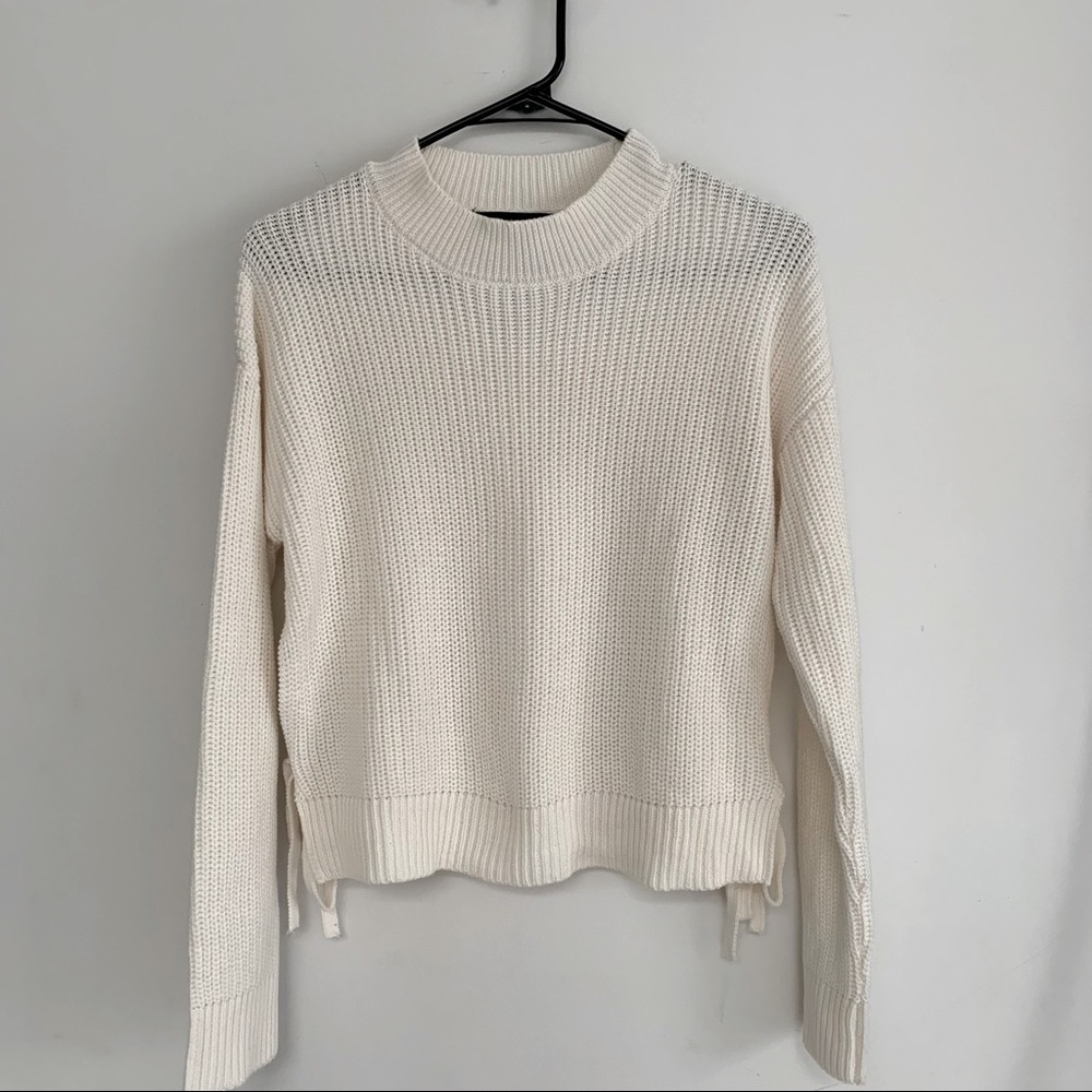 2/$15 FOREVER 21 Mock Neck Knit Sweater off-white